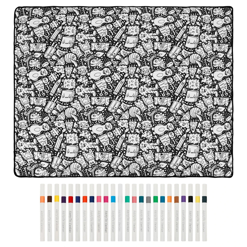 Wielorazowy Kocyk do Kolorowania XXL (156 × 125 cm) + 24 Pisaki Wodne
